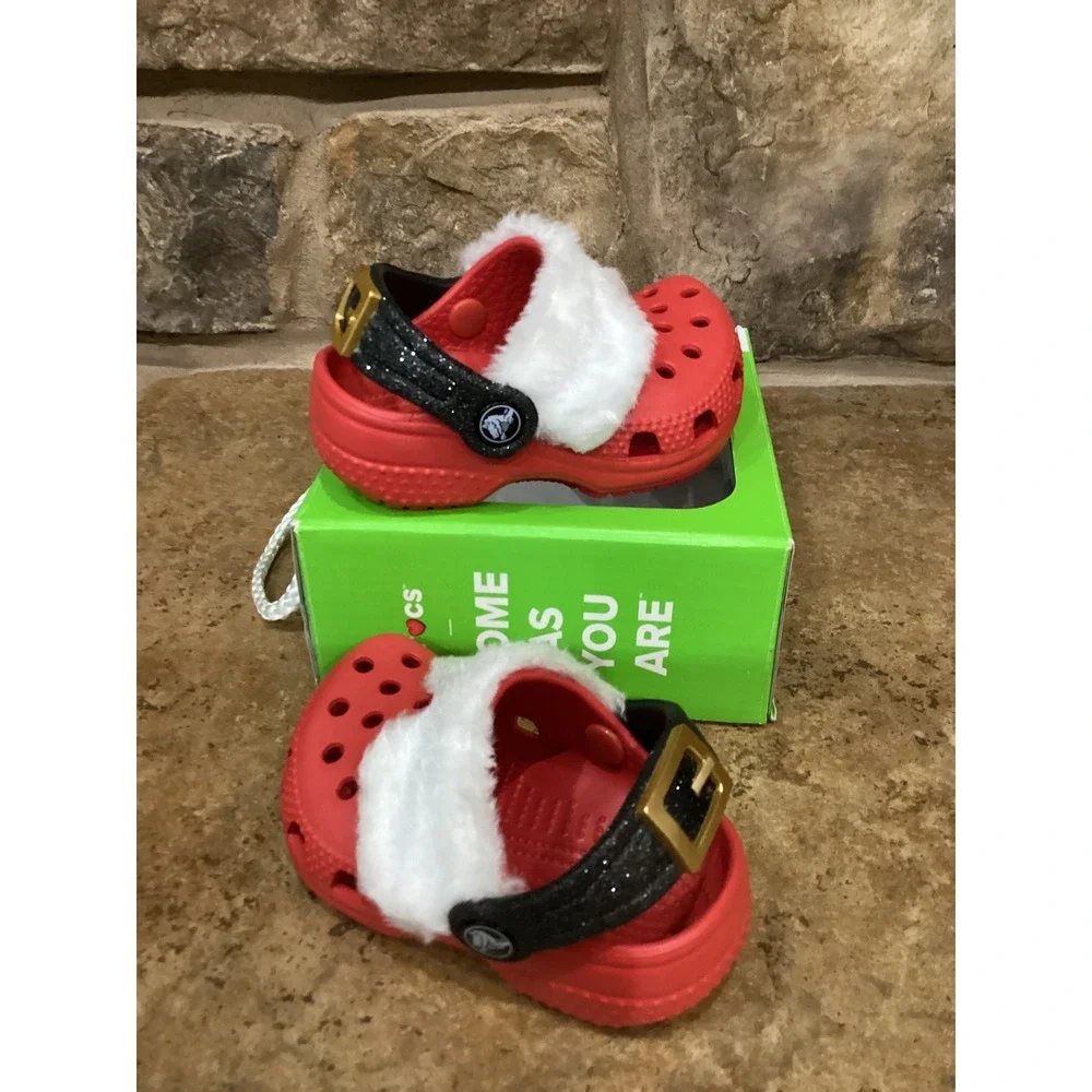 Crocs Littles Santa Baby Toddler Clogs Varsity Red Lined Size C2-3 New